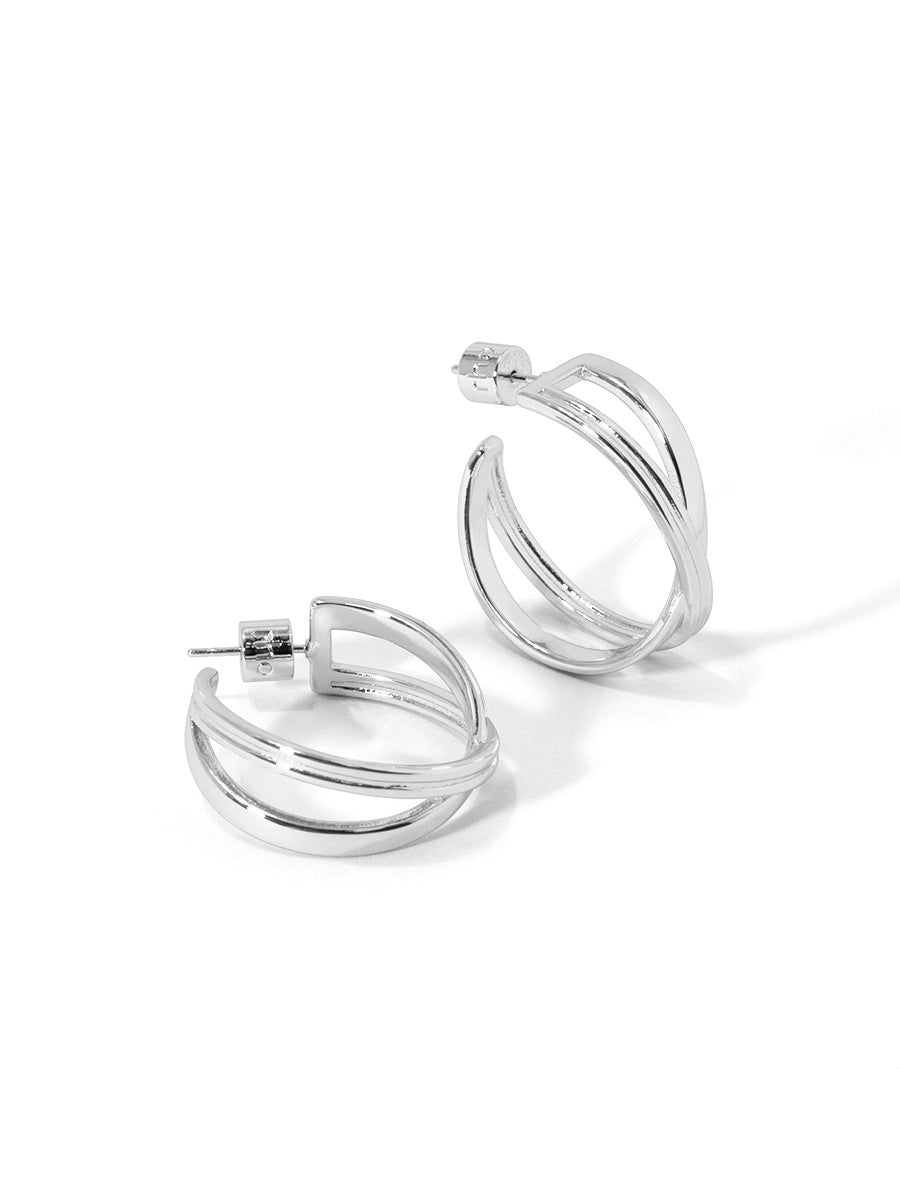 Textured Cross Hoop Earring