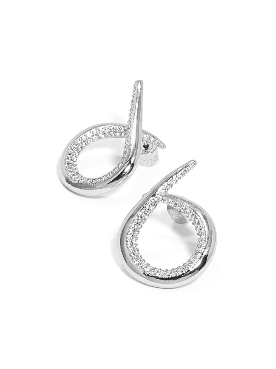 Font-facing Pave Loop Earring