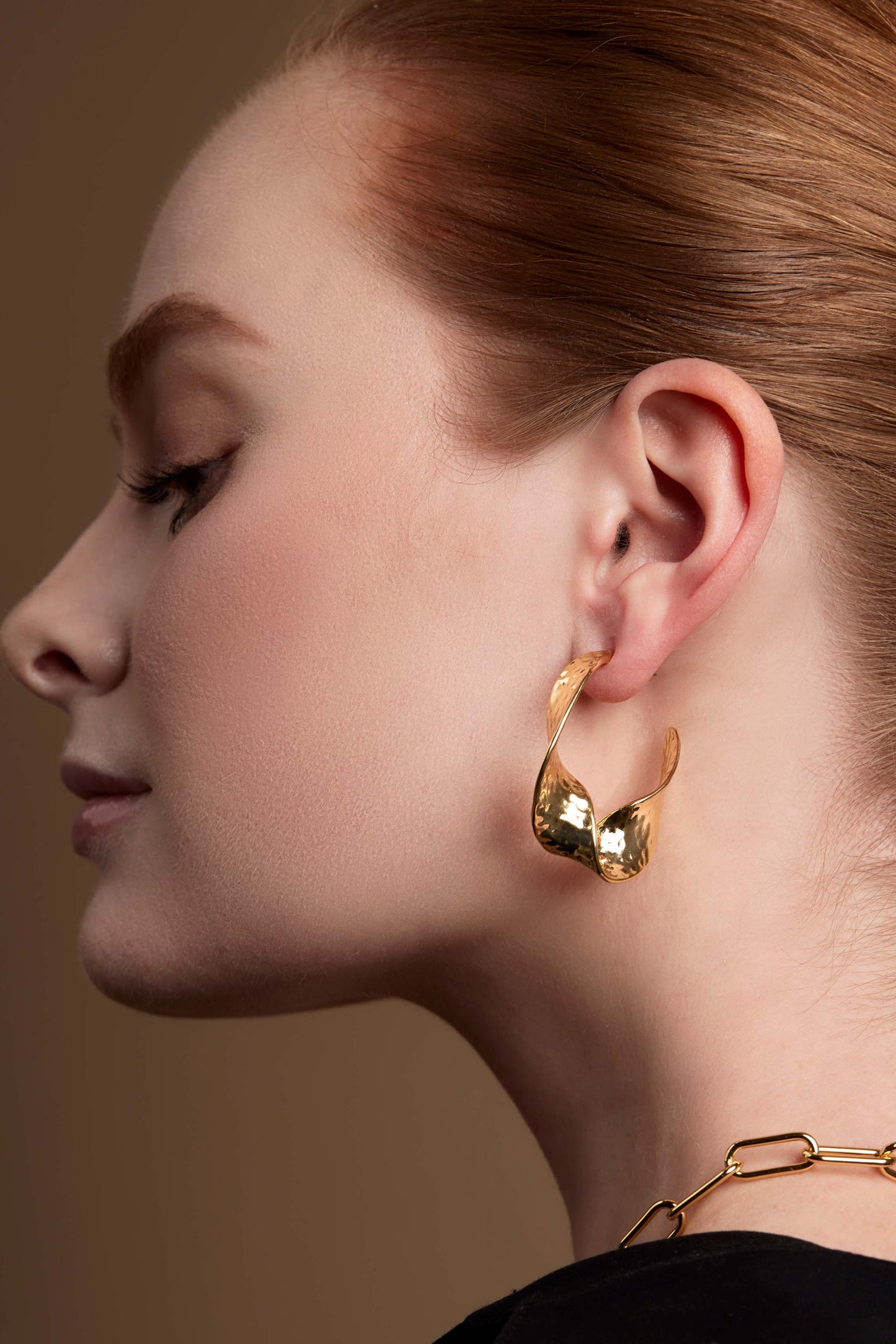 Textured Leaf Hoop Earring