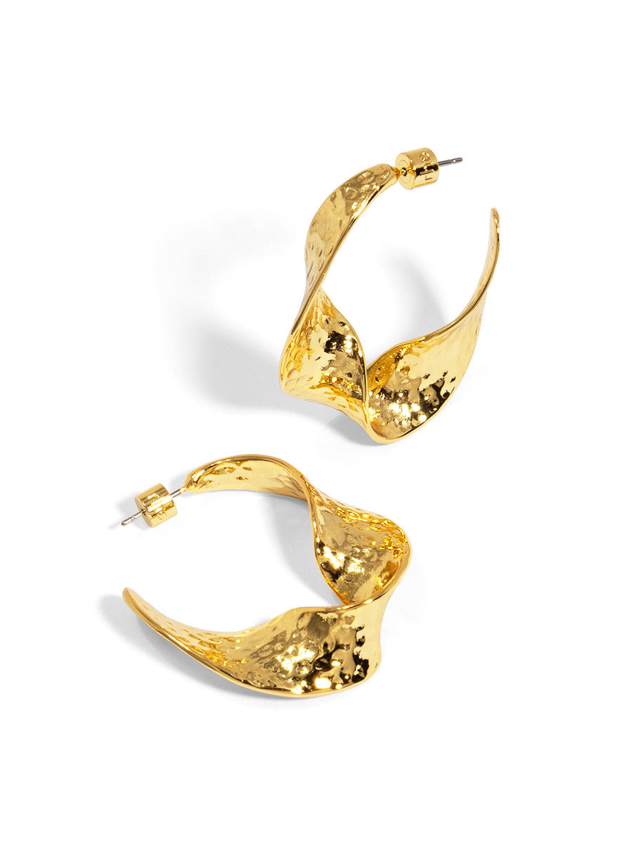 Textured Leaf Hoop Earring