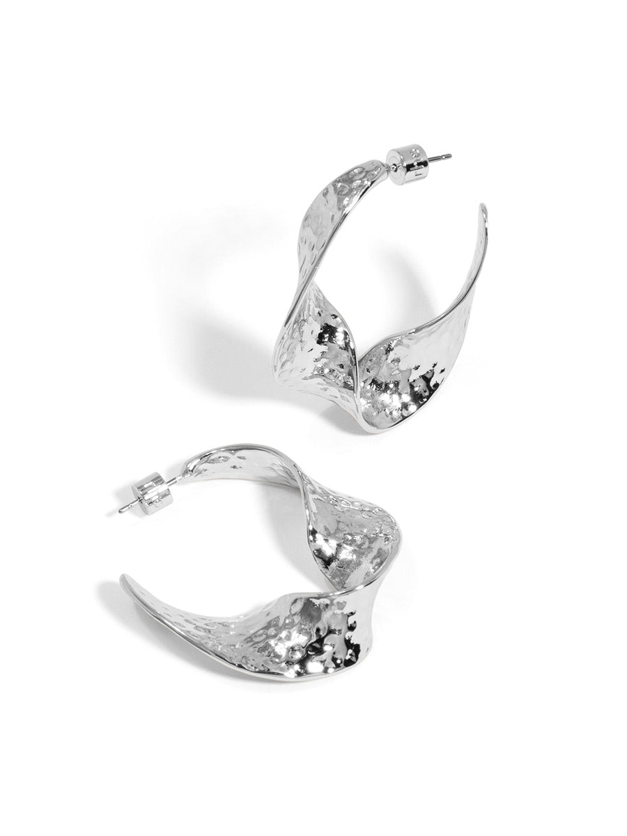 Textured Leaf Hoop Earring