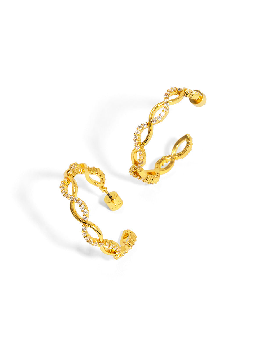 Wavy Pave Hoop Earring
