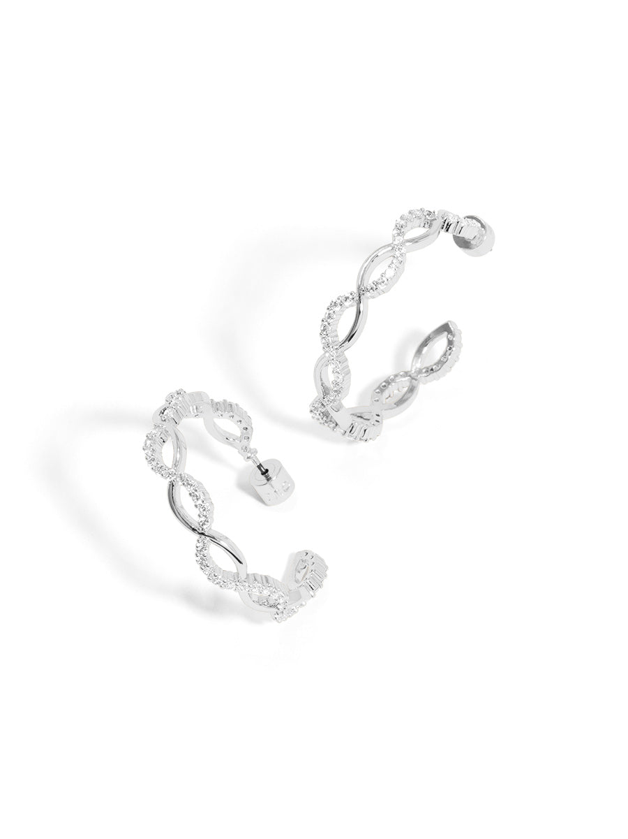 Wavy Pave Hoop Earring