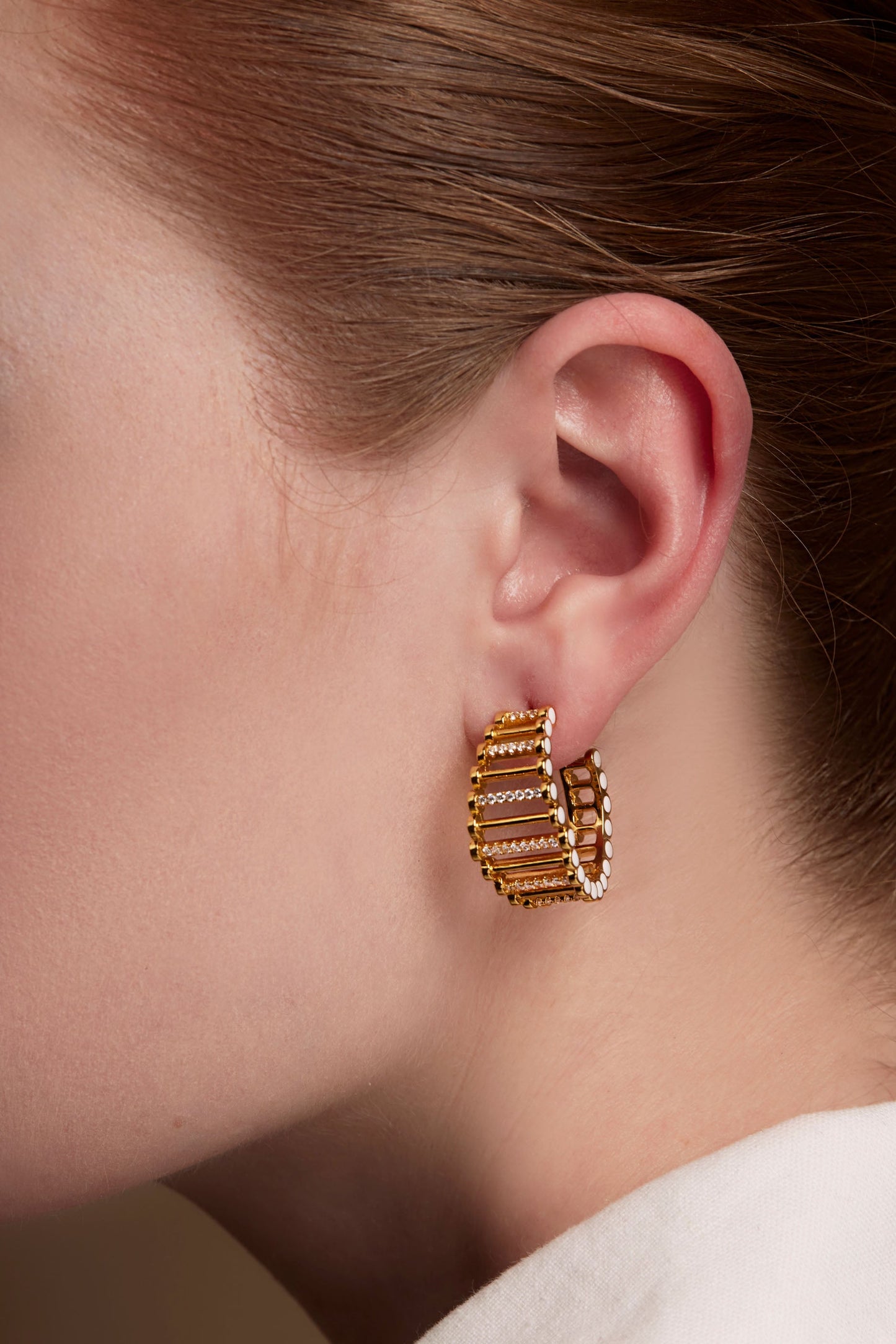 Pav√© Two Dimentional Hoop Earring