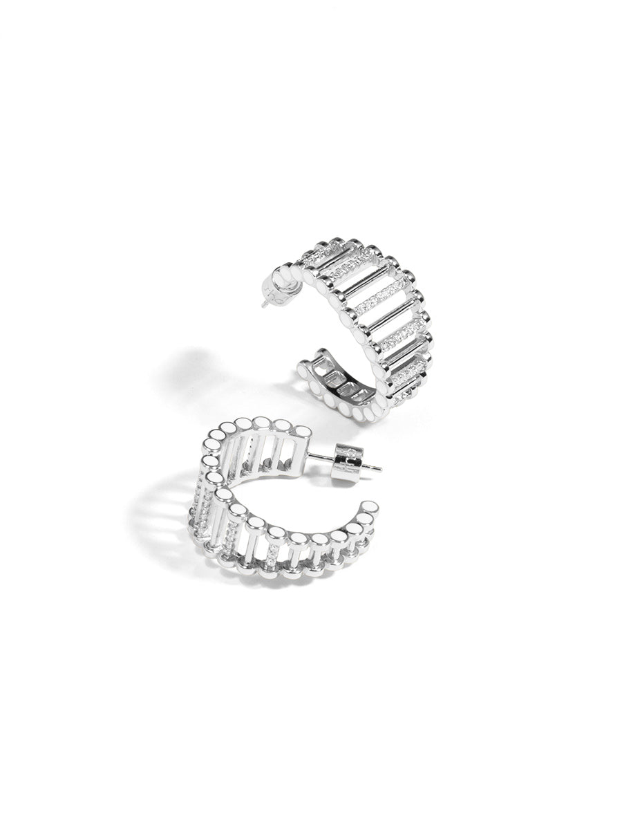 Pav√© Two Dimentional Hoop Earring