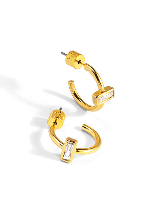 Small One Crystal Hoop Earring