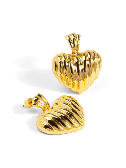 Chunky Ridged Puffy Heart Earring