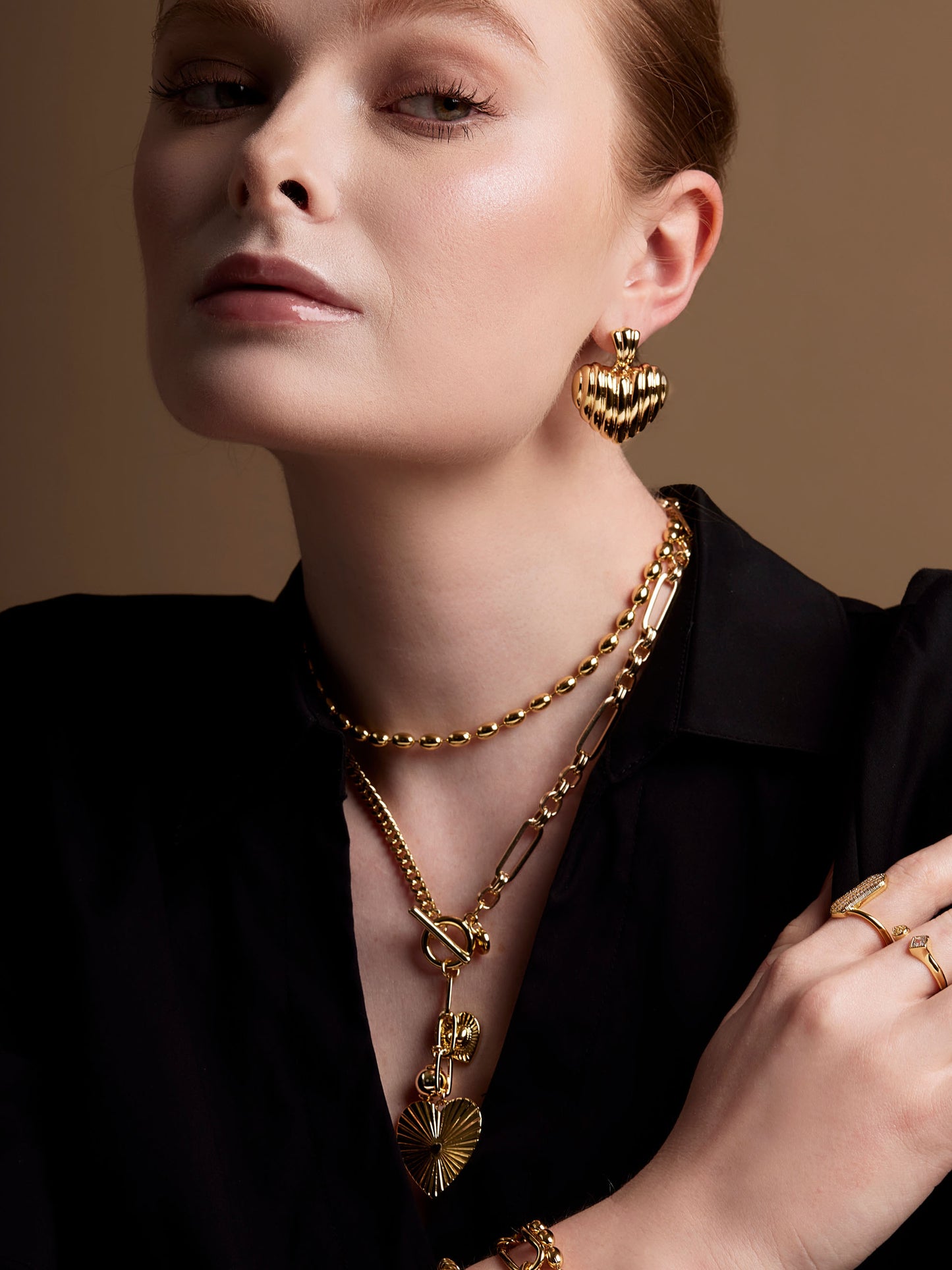 Chunky Ridged Puffy Heart Earring