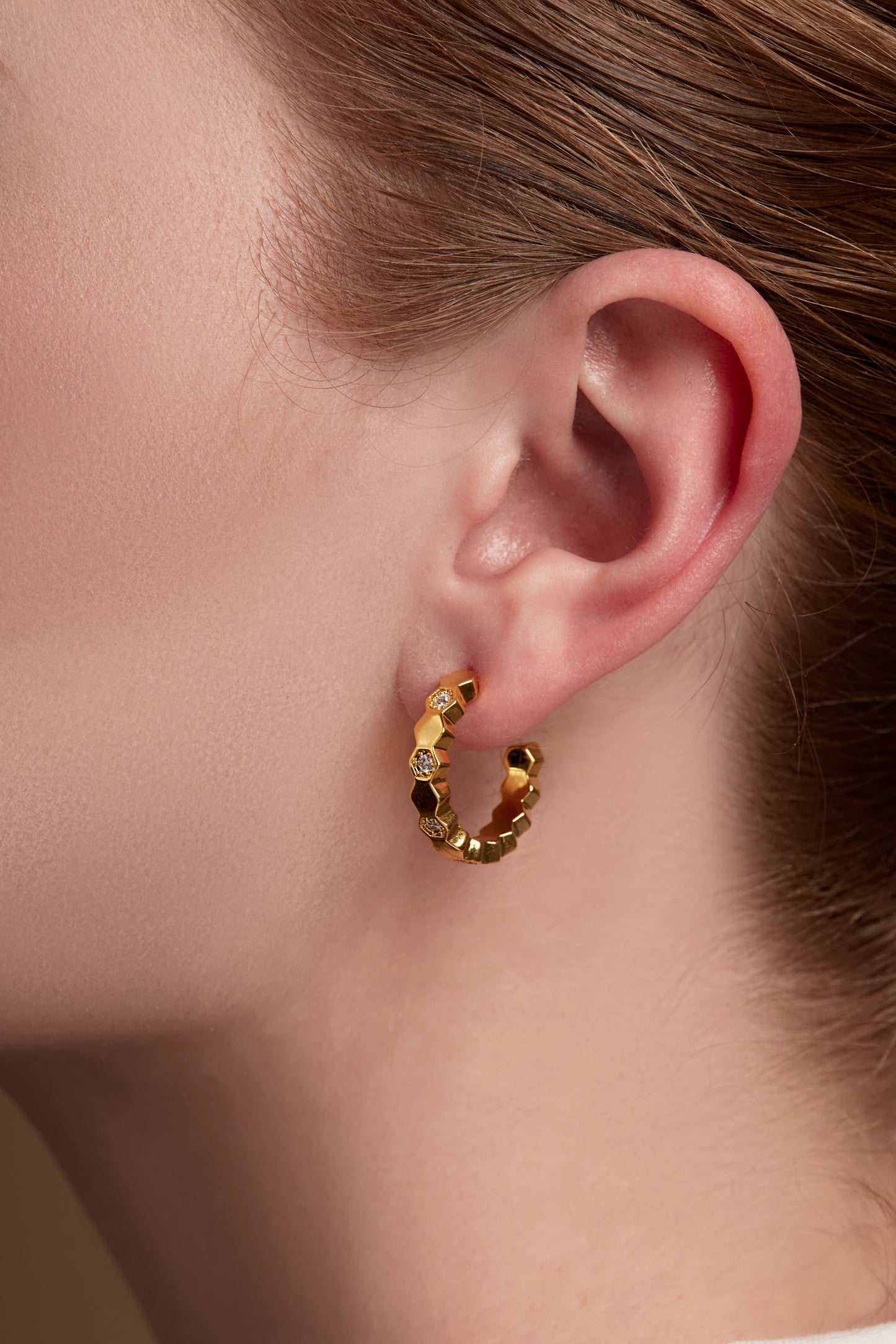 Honeycomb Crystal Hoop Earring