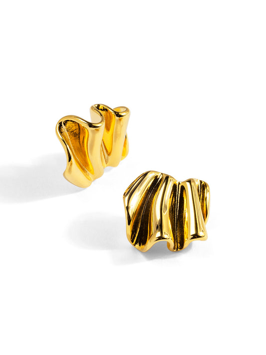 Chunky Ridged Puffy Heart Earring