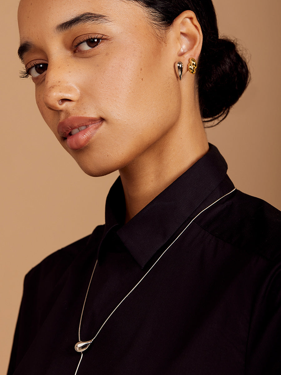 Sculpted Droplet Stud Earring