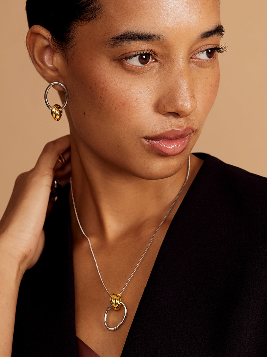 Two-Tone Knotted Drop Earring