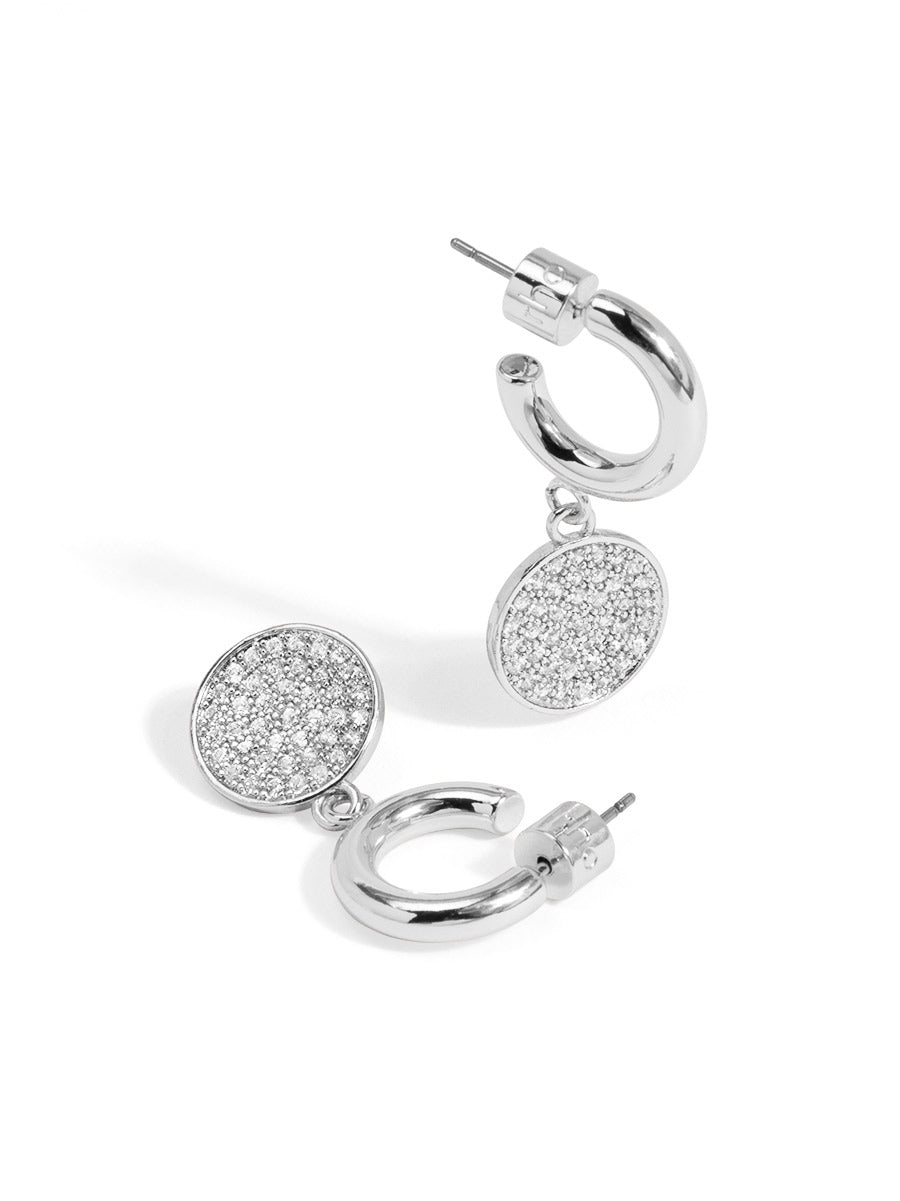 Pave Disc Drop Earring