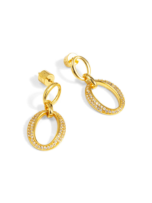 Pavé Oval Link Drop Earring