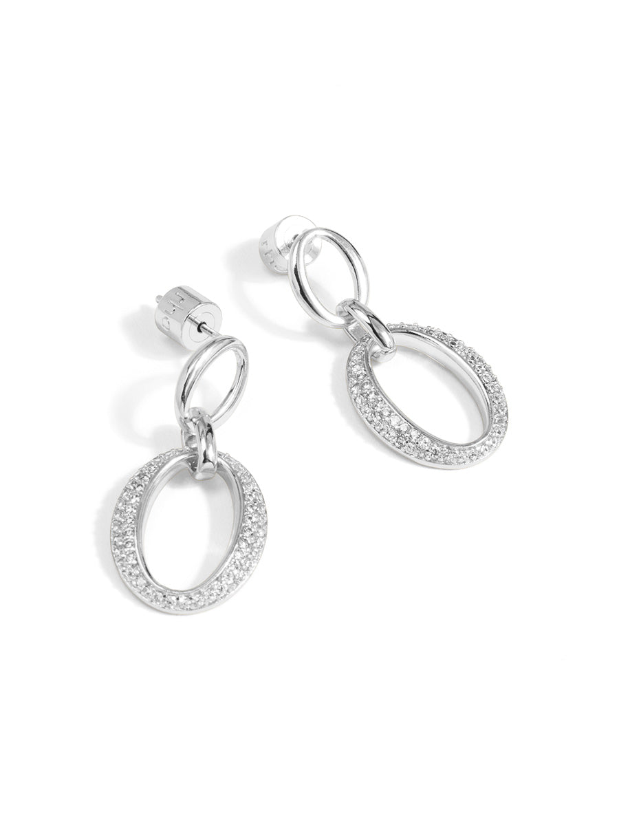 Pavé Oval Link Drop Earring