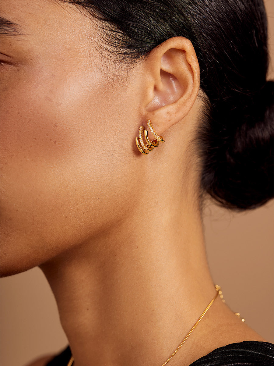 Quad Row Pavé Huggie