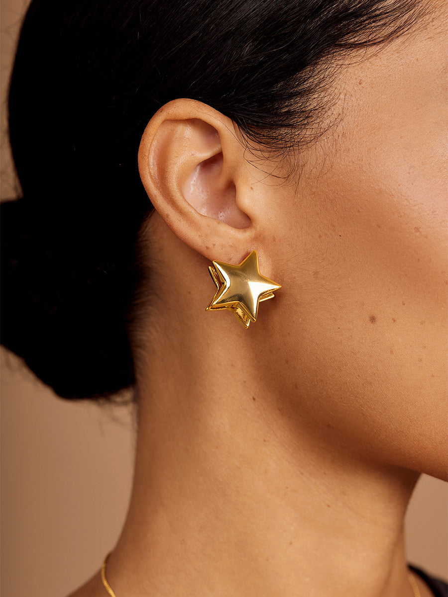 Double Star Chunky Stud Earring