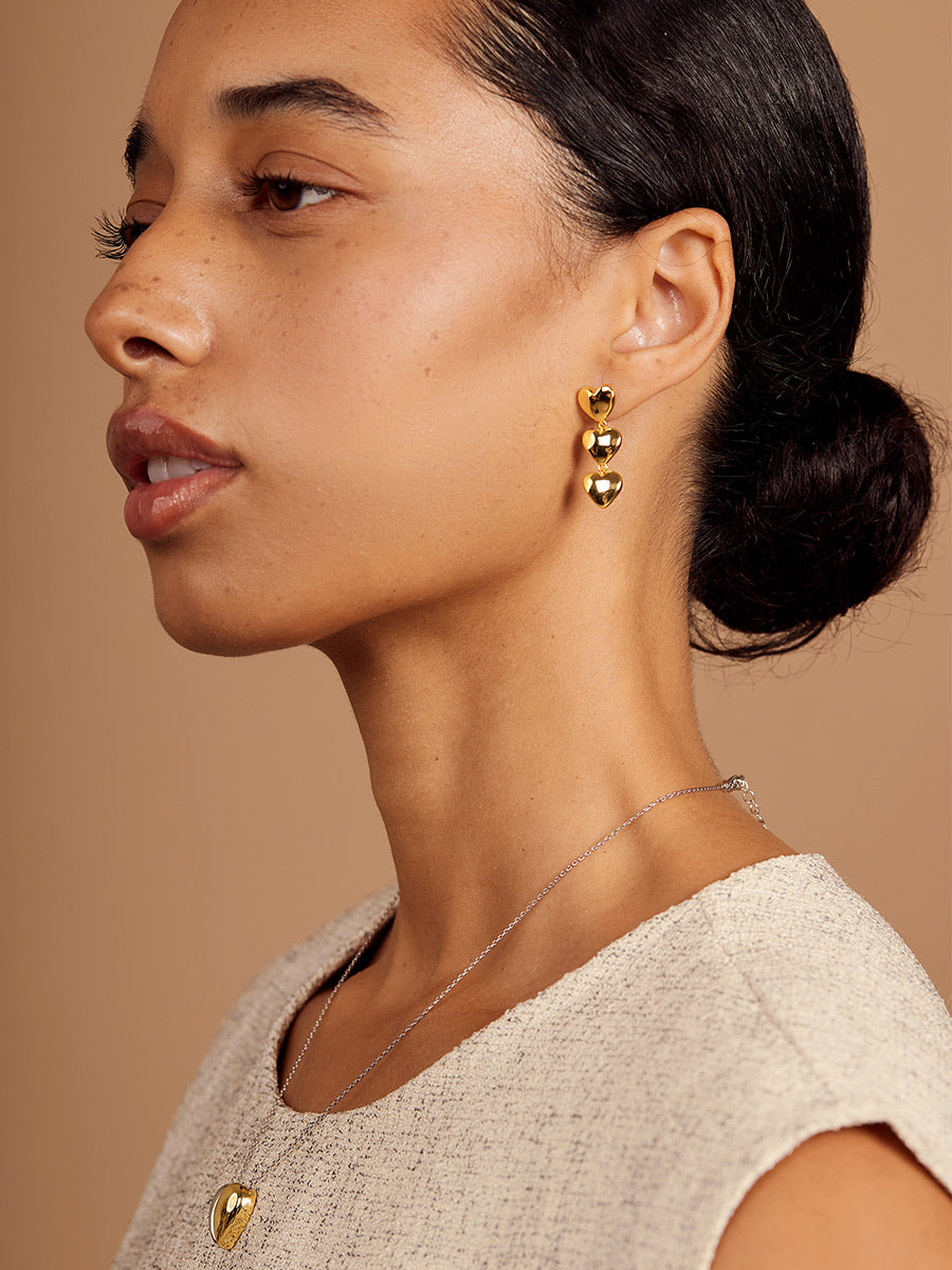 Trio Heart Drop Earring