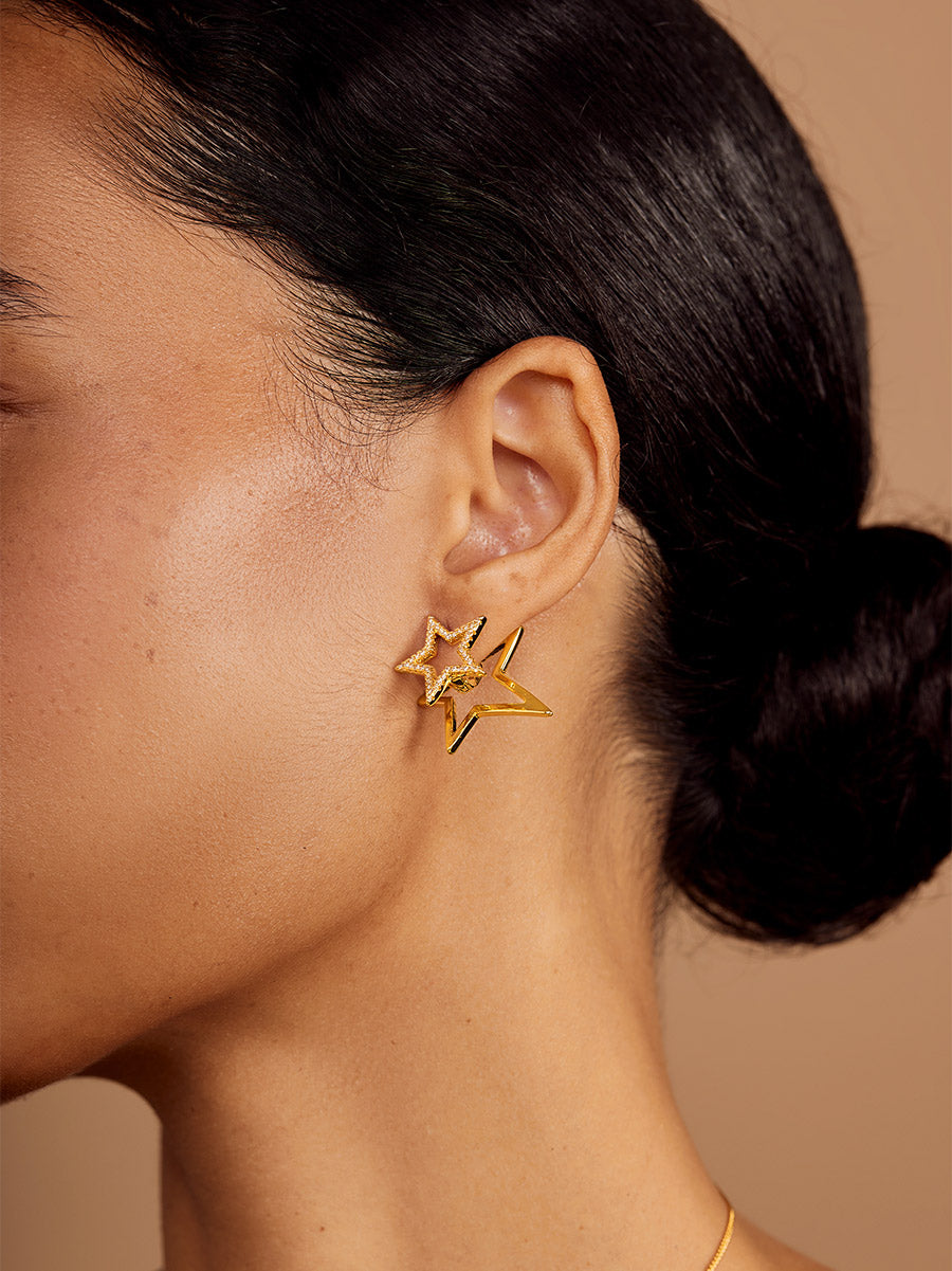 Pave Star Outline Ear Jacket