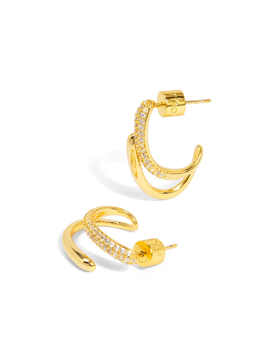 Pave Double Hoop Huggies