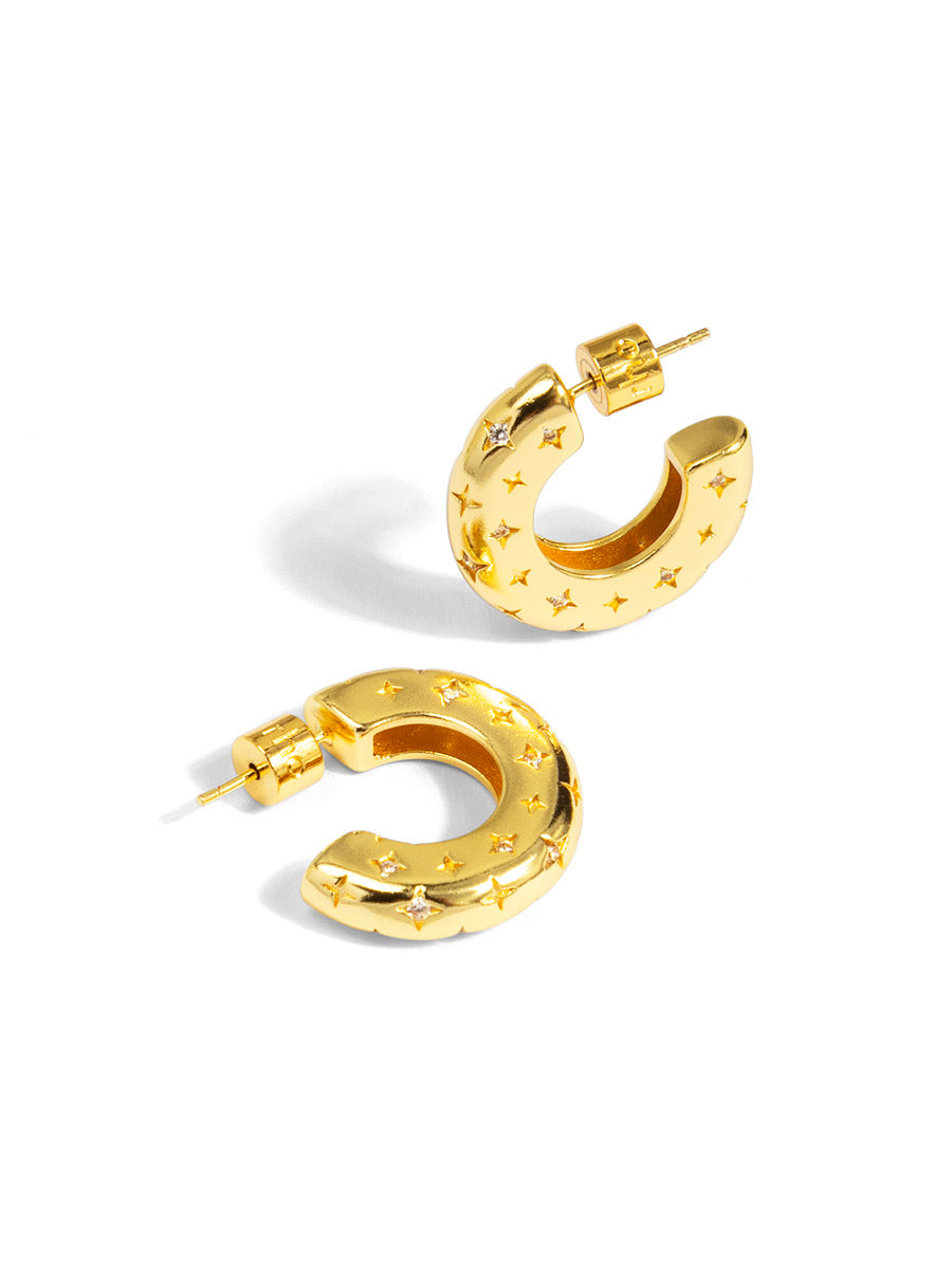 Starburst Crystal Chunky Hoop Earring