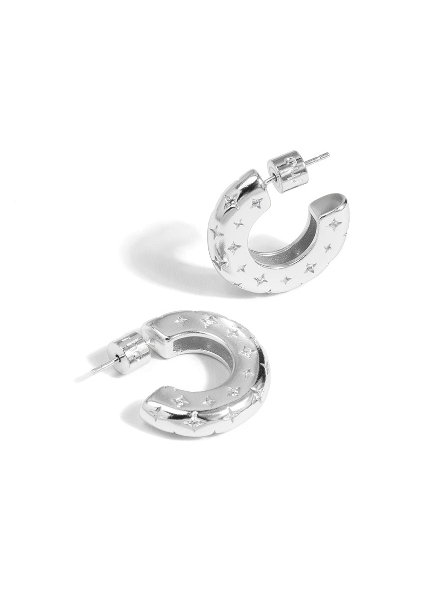 Starburst Crystal Chunky Hoop Earring