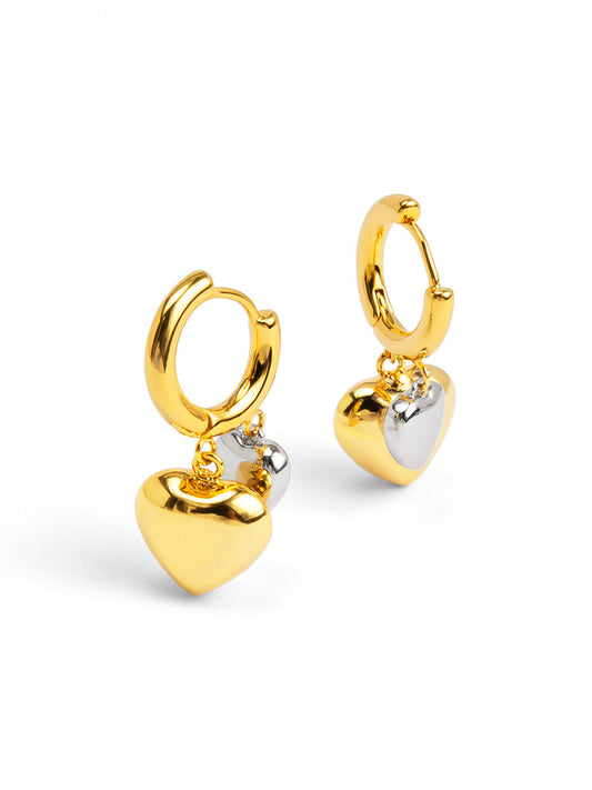 Two-Tone Heart Drop Earring