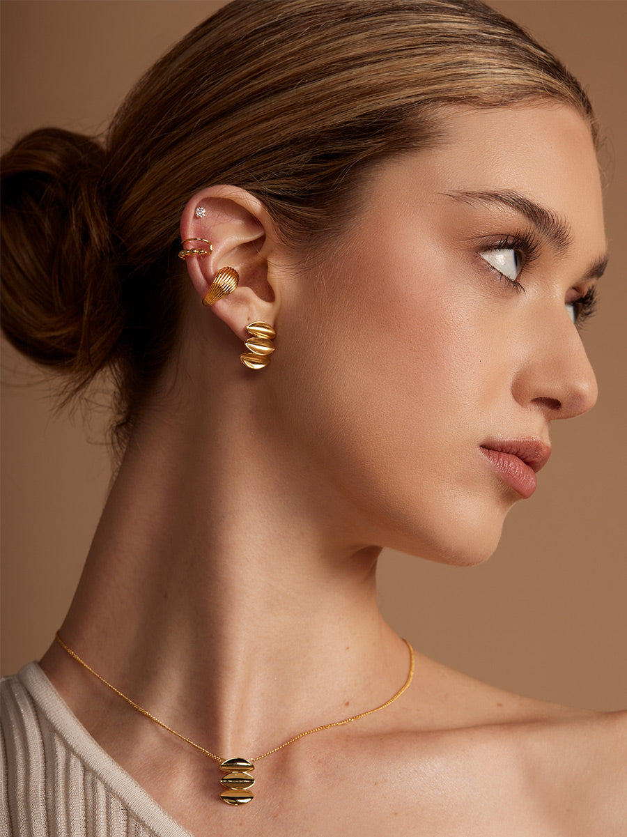 Stacked Ripple Stud Earring