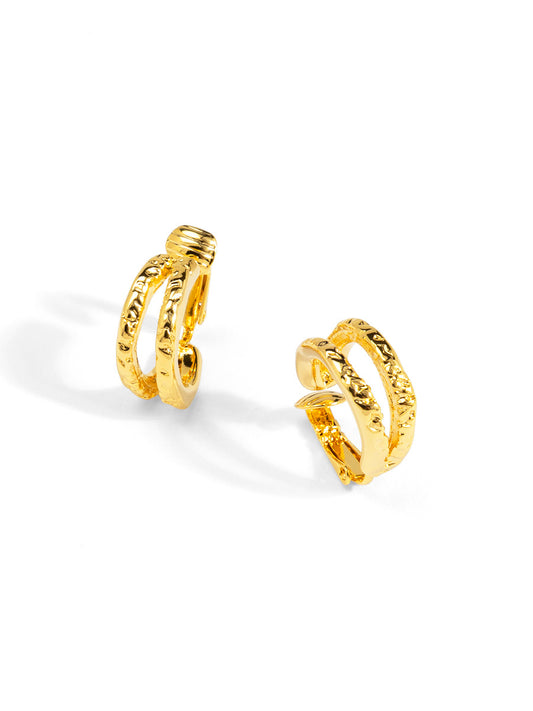 Textured Twin Hoop Clip-On Earring