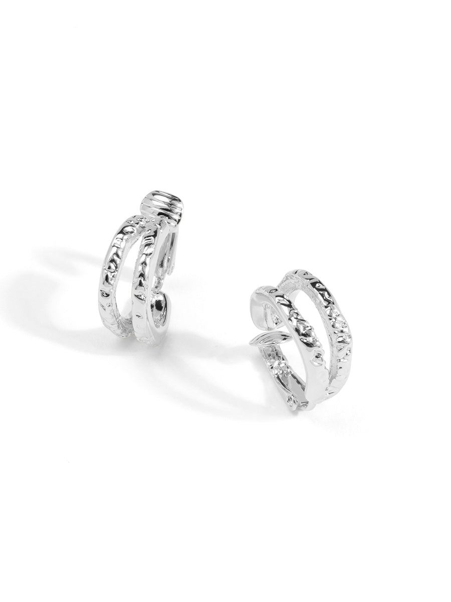 Textured Twin Hoop Clip-On Earring