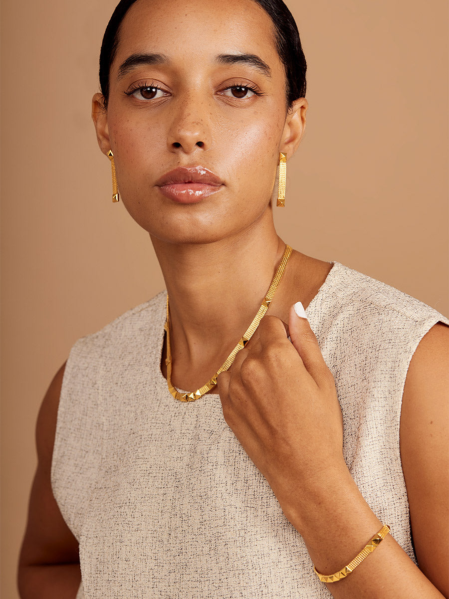 Studded Mesh Drop Earring