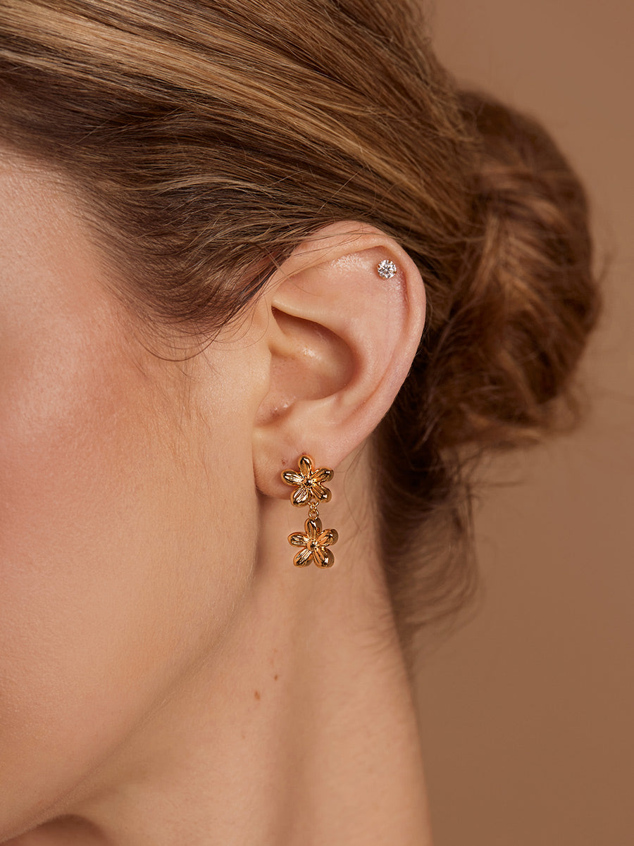 Double Bloom Drop Earring