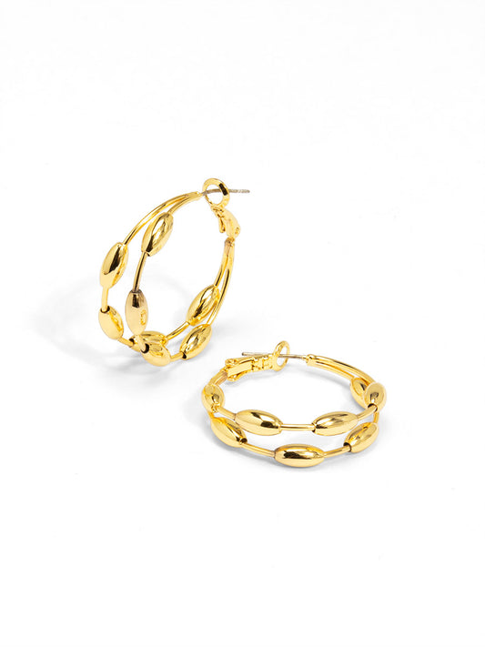 Spaced Rice Bean Hoop Earring