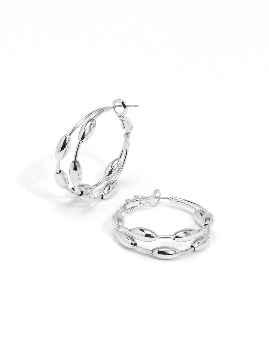 Spaced Rice Bean Hoop Earring