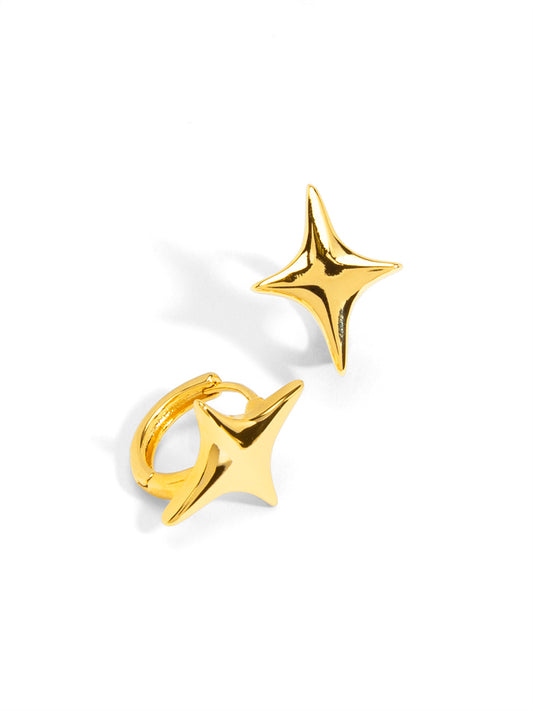 Sculpted Star Huggie Earring