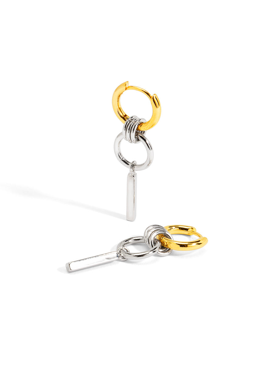 Two-Tone Knotted Pin Drop Earring