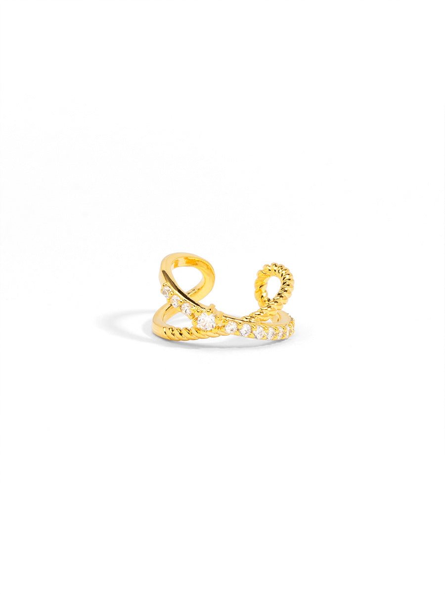 Twisted Pave Double Band Ear Cuff