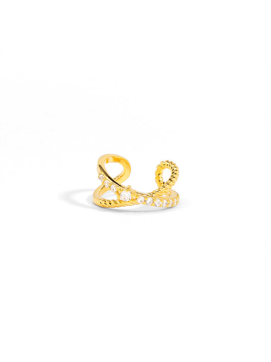 Twisted Pave Double Band Ear Cuff