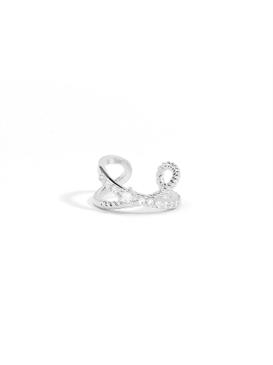 Twisted Pave Double Band Ear Cuff