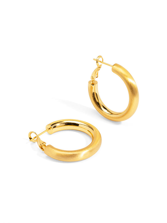 Brushed Gold Chunky Hoop