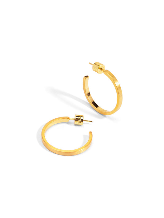 Brushed Gold Slim Small Hoop