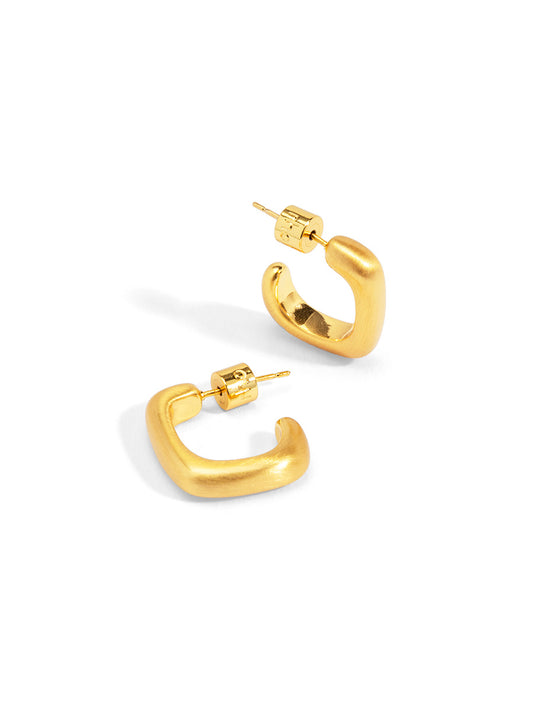 Brushed Gold Square Hoop