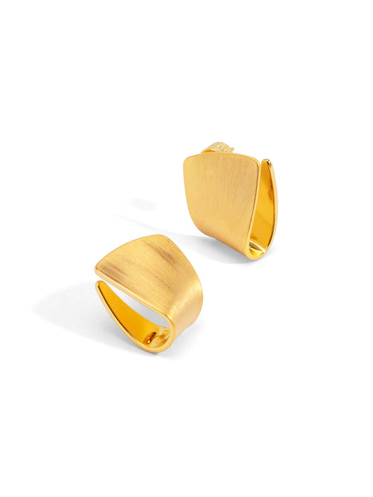 Brushed Gold Folded Square Stud