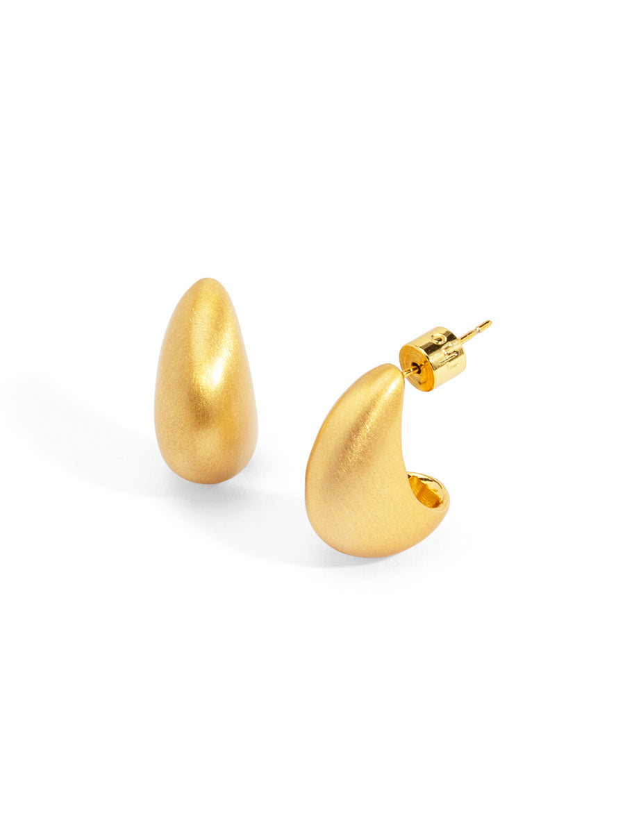Brushed Gold Crescent Stud