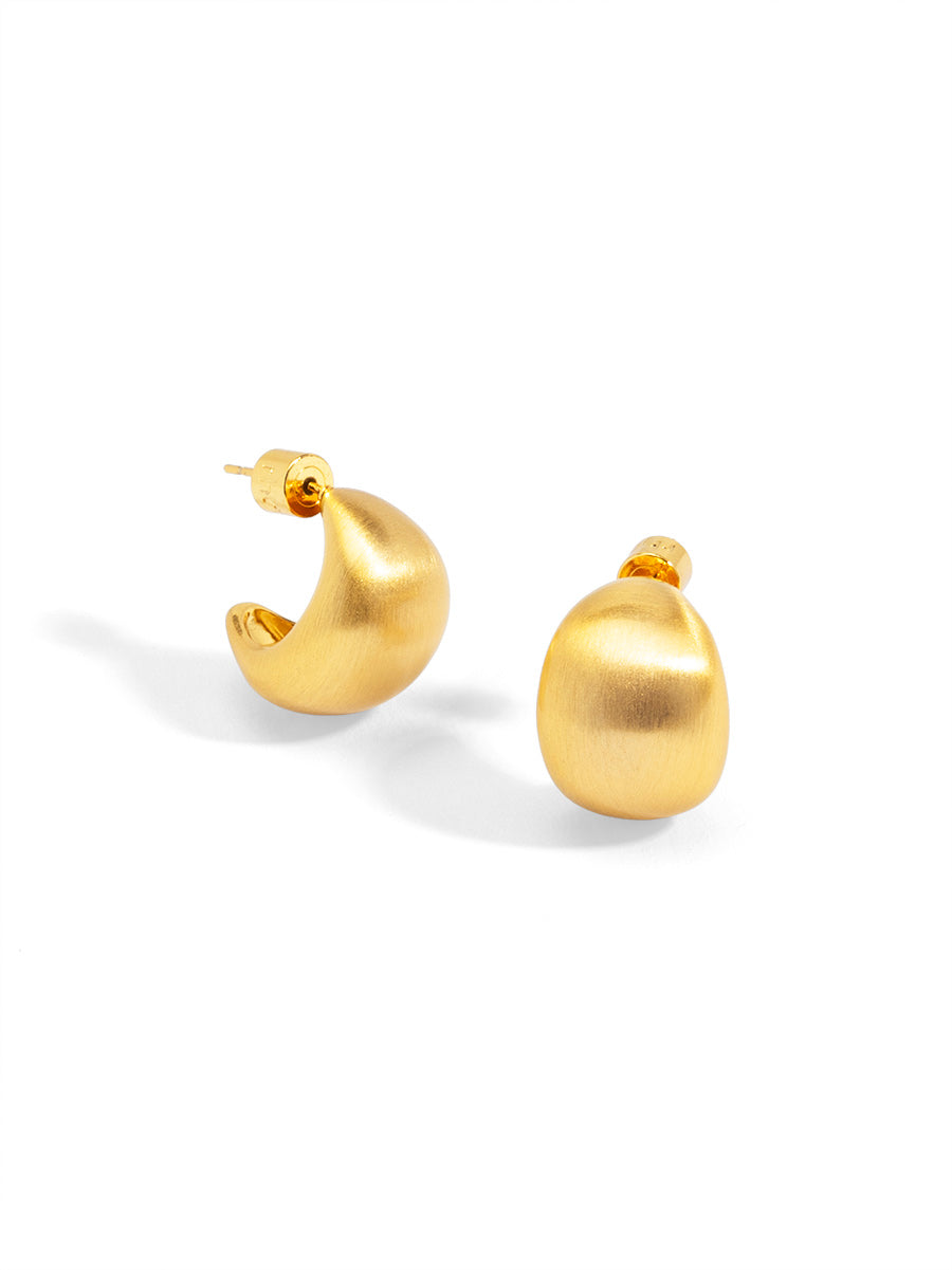 Brushed Gold Chunky Crescent Stud