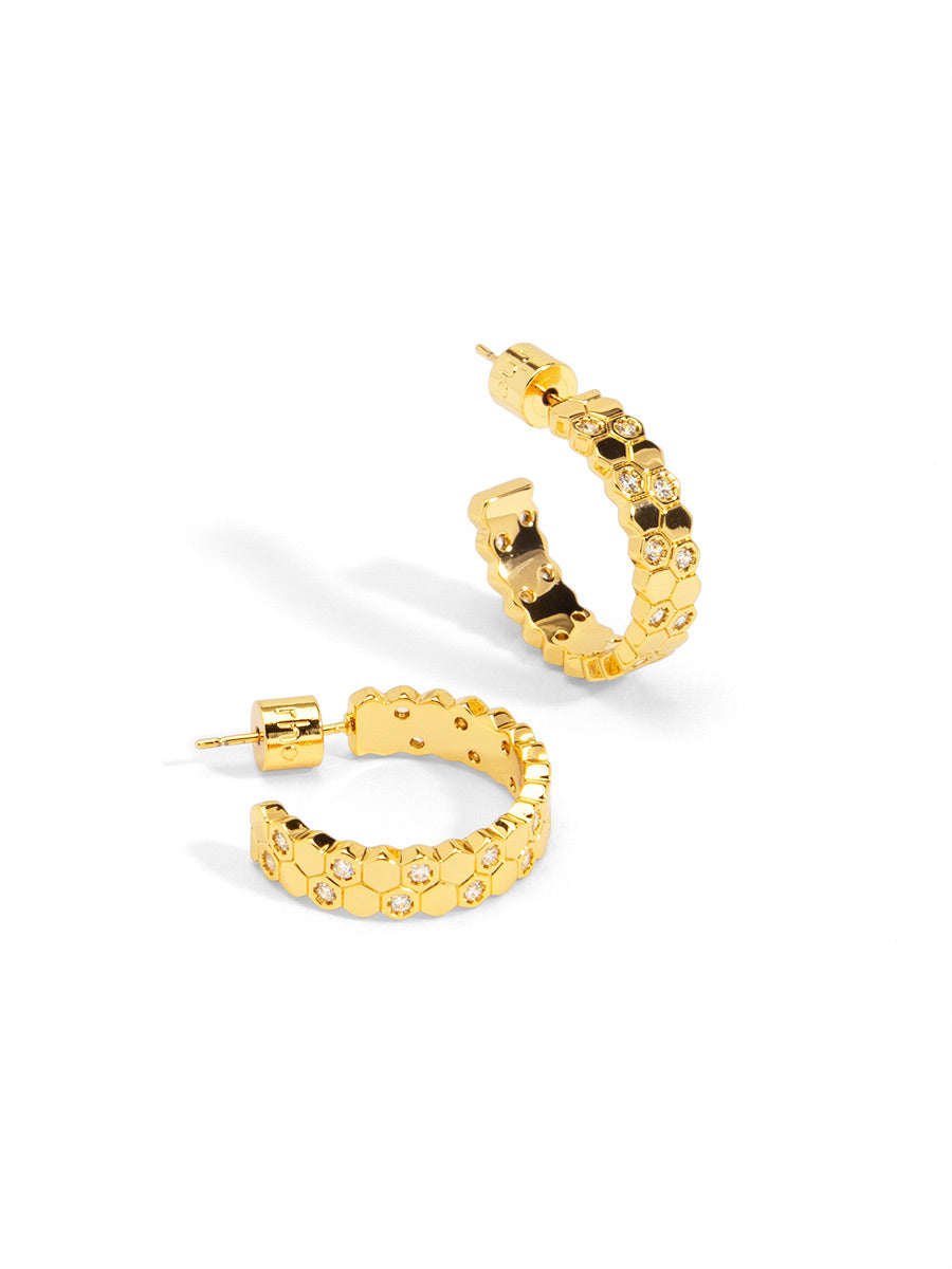 Honeycomb Double Hoop Earring