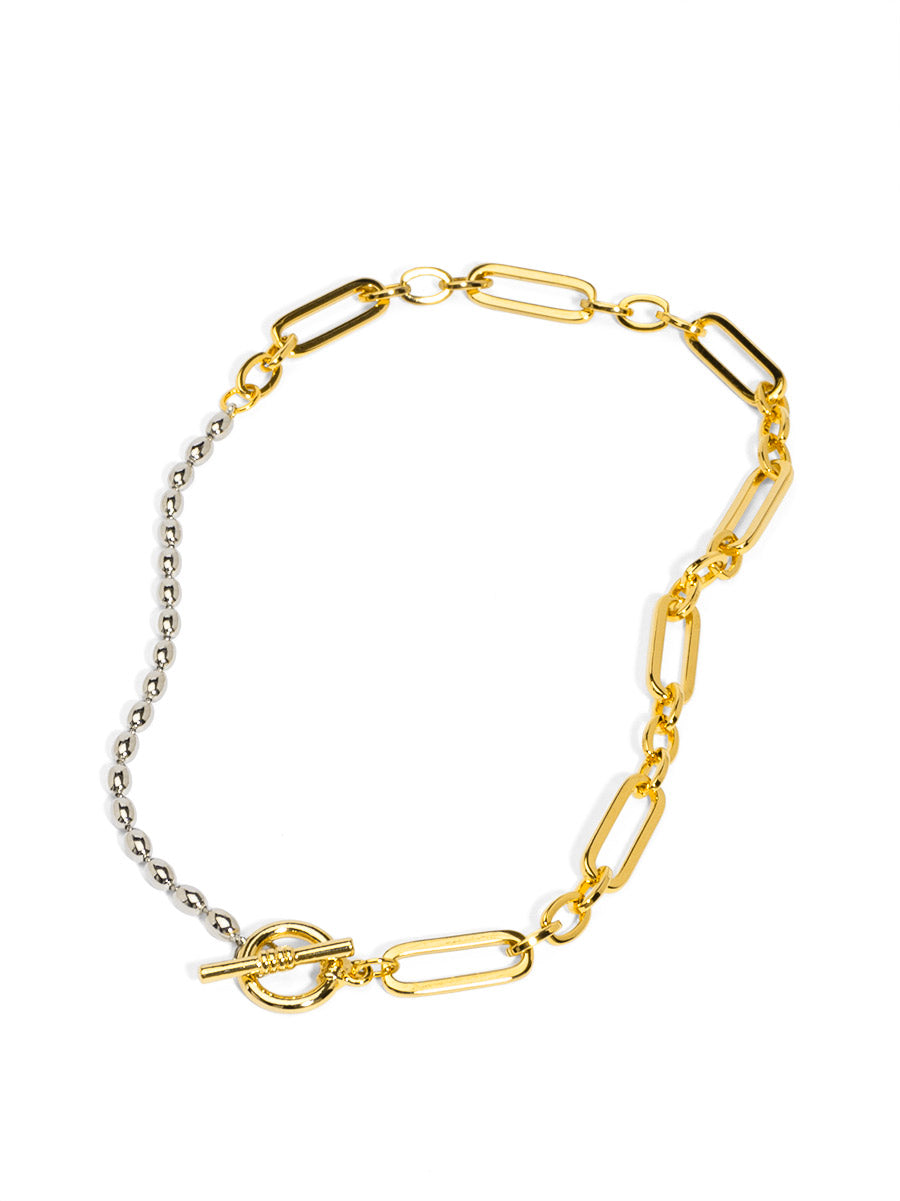 Two Tone Mixed Media Link Collar Necklace