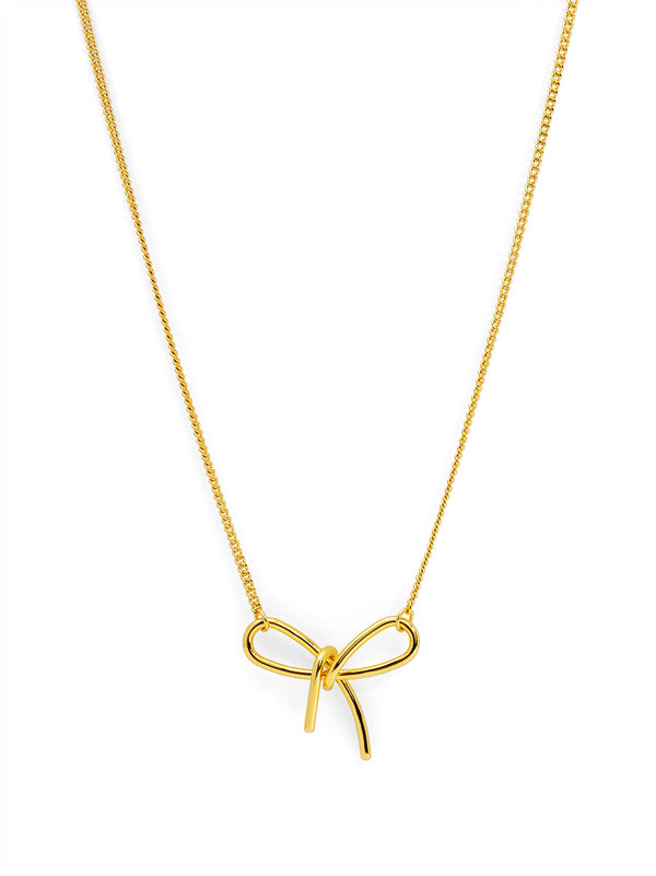 Slim Bow Pendant Short Necklace