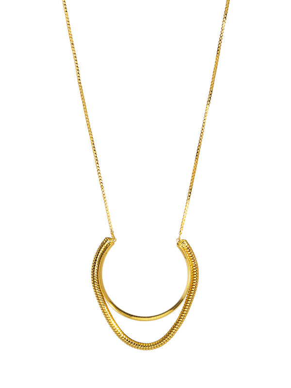 Layered Herringbone Pendant Short Necklace