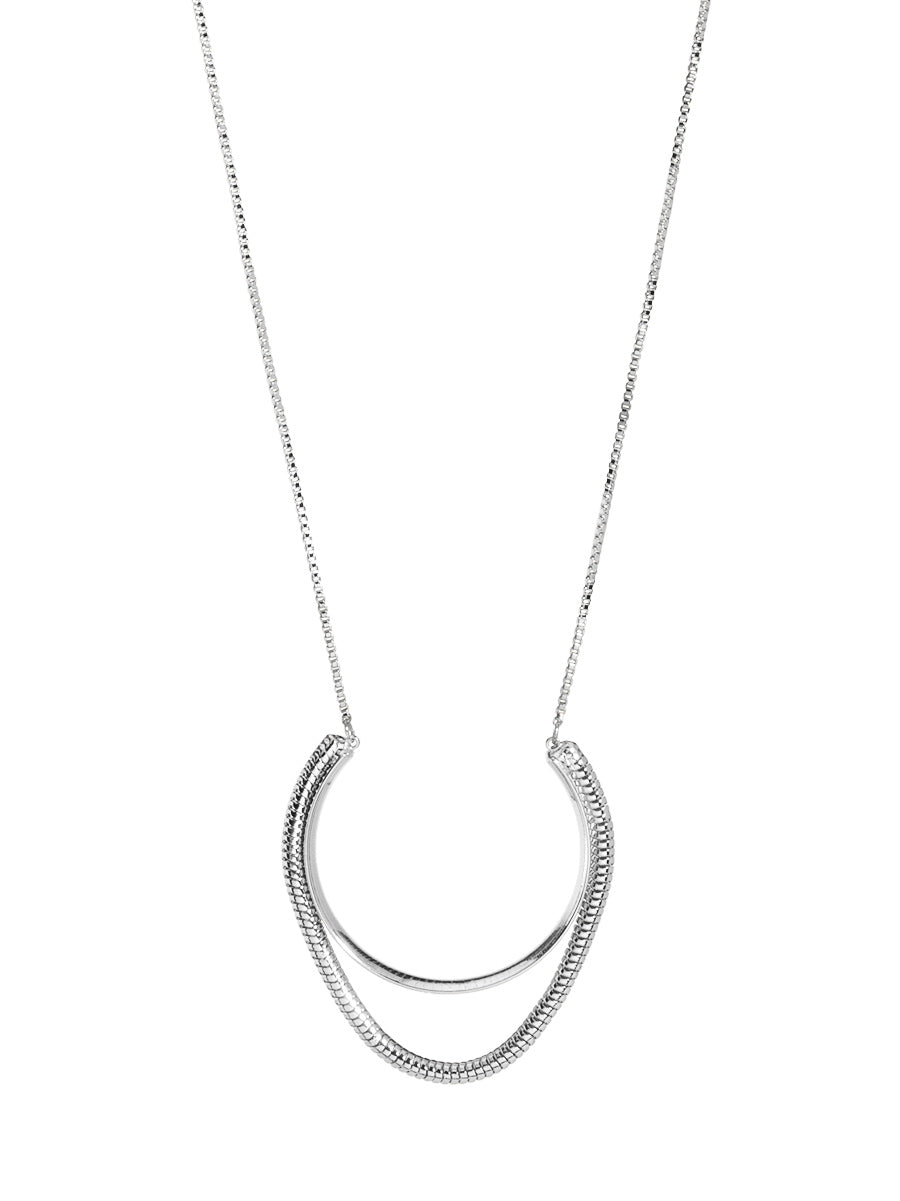Layered Herringbone Pendant Short Necklace